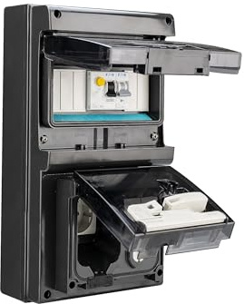 Presa per auto elettriche, sistema di ricarica con contatore di corrente digitale LCD e interruttore FI/interruttore di protezione del cavo IP54 (nero con interruttore Fi) nero con interruttore Fi