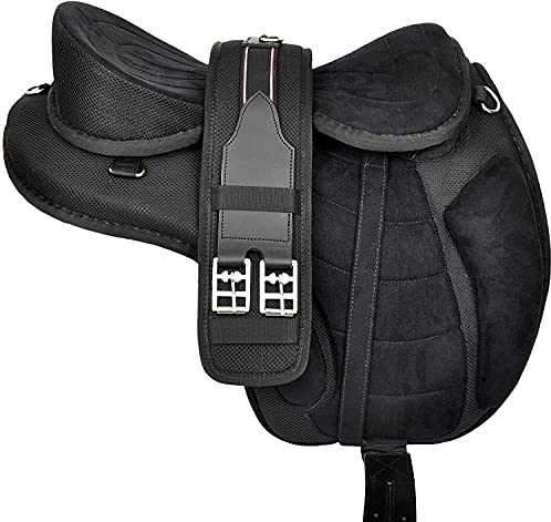 Synthetic Treeless Freemax English Horse Saddle Tack SetBlack 12 to 18 (17 Seat)