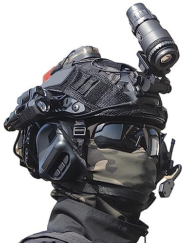 Paintball CS Jeu Tactique Fast Tactical SF Casque Camouflage Lunettes De Protection Casque Anti-Bruit Set De Lumière De Signalisation Équipement Militaire Ventilateur (Color : Set R)