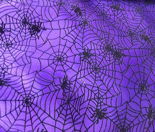 YYCRAFT 2 Meter Spinnennetz, schwarze Folie, Cyber-Satin-Stoff, Meterware, Halloween-Dekoration, lila