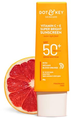 DOT & KEY Vitamine C + E Crème solaire super lumineuse SPF 50 | Protection contre la lumière de l'eau, les UVA/UVB et la lumière bleue | Pour une peau uniforme et éclatante | Avec liquide SPF 50 ++ |