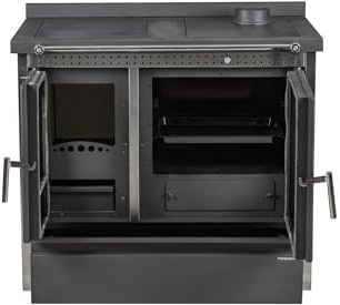 Hosseven 4050 Lotus Inox Küchenofen, 11,16 kW, EEK A+, Backfach und Herdplatte, Schwedenofen, Kaminofen, Holzofen,BImSchV 2 (Grün)