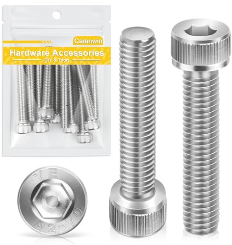Tornillos cilíndricos M8 x 50 mm con hexágono interior, 10 unidades, Caianwin DIN 912 de acero inoxidable (A2 V2A), tornillos para máquinas industriales, vehículos de motor, construcción