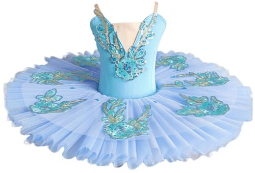 GeRRiT Professionelles Ballett-Tutu-Kleid, Neues Blaues Ballett-Tutu Für Kinder Mädchen Frauen Balletttanz Kostüme Ballerina Party Kleid,Blau,160