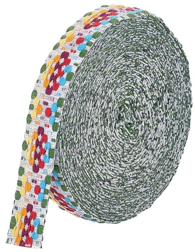 BENECREAT 10m Bunte Polycotton Jacquard-Borte, 25mm Breites Verdicktes Quadratmuster Gewebtes Jacquardband Schwere Gurtband Für Taschen, Kunst Und Handwerk