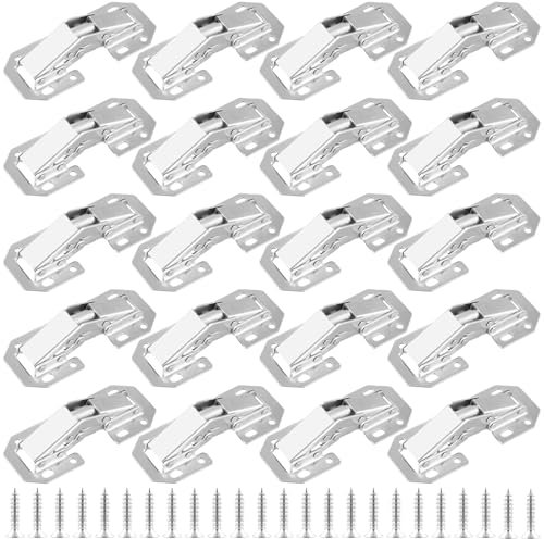 FUNSUEI 20 Stück Aufschraubscharniere 90 grad, 77 x 32mm Scharniere für Schranktüren mit Schrauben, Stahl Schrankscharnier Möbelscharniere Küchentürscharniere für Schranktüren, Küchenschrank Kleidersc