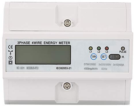 Mavaol 220/380 V 10–40 A 3-Phasen-Digital-Energiezähler, DTM125SD KWh-Leistungsmesser mit LCD-Display, DIN-Schienenmontage für den industriellen und gewerblichen Einsatz