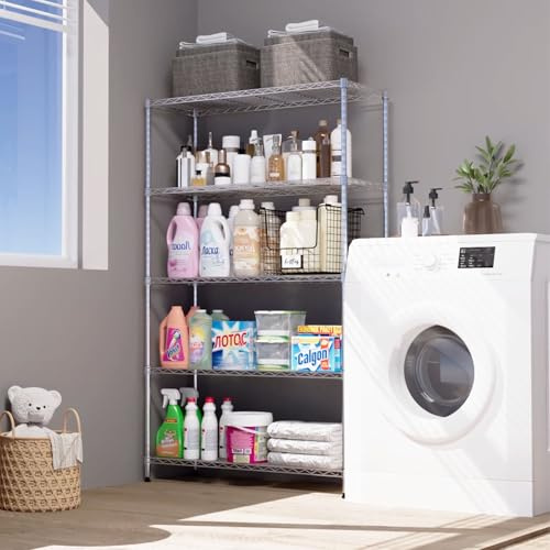 KARAT Étagère grillagée Everest| Étagère multifonctionnelle en métal pour Cuisine, Salle de Bain, Cave ou Bureau| Stockage Acier, Charge Max. 70 kg par Niveau | Chromé (90 x 60 x 160 cm | 4 Niveaux)
