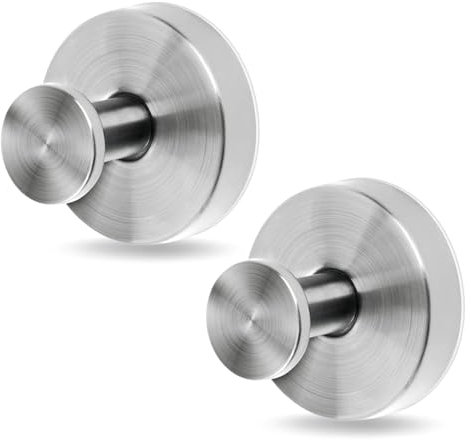 AUCANNIO 2 Pcs Vacuum Suction Cup Hooks, Premium Stainless Steel Hooks for Bathroom, Towel Coat Hanging Suitable for Wall Glass Mirror Smooth Surface (Silver)