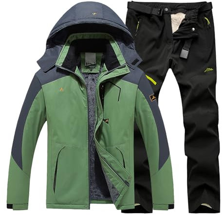 Skijacke Herren Skianzug 2 Teilig Set Winter Thermo Overall Wasserdicht Thermoanzug Ski Anzug Warm Snowboardjacke Snowboard Schneeanzug Skibekleidung Langlaufski