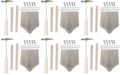 Mauedest 6 x 17 Tasten Kalimba DIY Kit Thum Piano Ersatzteile mit Tasten Bridge Tuning Hammer Kit Kalimba Zubehör