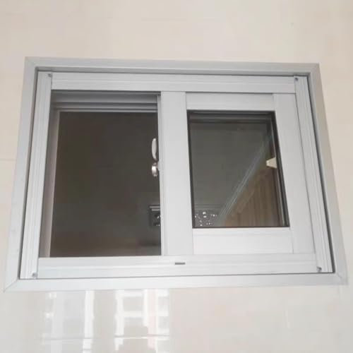 B Horizontales Schiebefenster, 121,9 x 61 cm, mit 5 mm dickem gehärtetem Glas, kleine Kellerfenster für Schuppen, bündige Montage, weiß, wasserdicht und langlebig