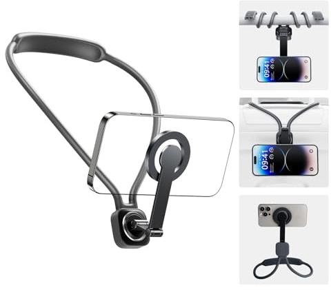 nediea Neck Phone Holder for Filming, Quick Release Magnetic Hand Free Cell Phone Mount, POV/Vlog Phone Holder, 360 Degree Rotatable, Selfie Recording For iPhone 16/15/14/13/12 Series(K08-Magnetic)