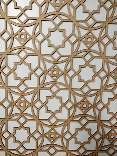 Panel decorativo de madera, tabique de pared, rejilla de cubierta de radiador, decoración de muebles, corte láser de tablero MDF de 3 mm de grosor (tamaño 1200 x 620 mm) con patrón (011A). Fabricado