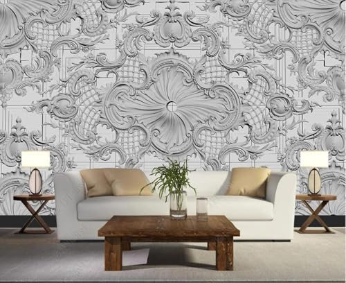 XLMING Geometría Escultura De Escayola 3D Papel Pintado Casa Sala Decoración Estar Comedor Sofá Dormitorio TV Fondo de Pared-200cm×140cm