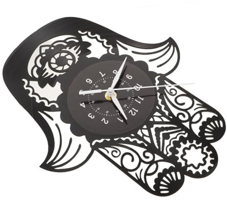 HOMSFOU Vinyl Wandkunst Uhr Dekorative Wanduhr Im Kreativen Design Geräuschlos Für Schlafzimmer Und Für Vintage-Dekoration Und Persönliche