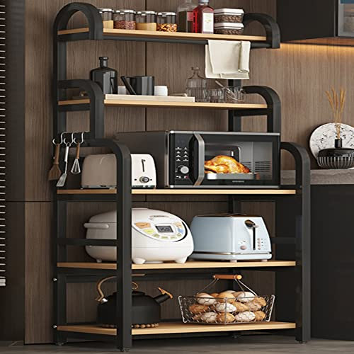 Mehrschichtige Küchenregale, schwarz, Mikrowellenschränke und Bodenaufbewahrungseinheiten, stilvolles Sideboard für Restaurants und Zuhause, 60 cm Breite, platzsparende Lösung