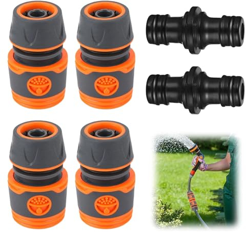 Raheem 6 Stück 1/2 Zoll Gardena Schlauch Kupplungs Satz 4 Stück Schlauchverbinder mit 2 Stück Doppelstecker Gartenschlauch für Wasserhahn,Gartenschlauch,Gartenbewässerung, Autowäsche,Haushaltsnutzung