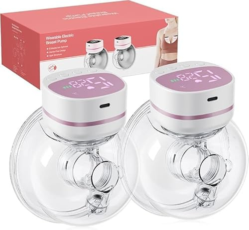 Kidken Elektrische Milchpumpe, modell 5 für babys der klasse 15, und der tragbare elektrische saugträger - 19 und 21MM Flansch (Rosa und weiß，2pcs)