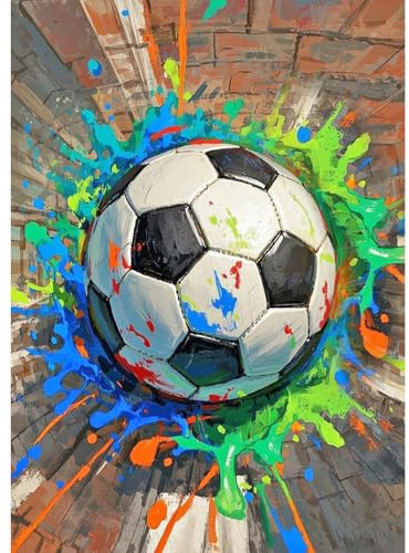 SHEGZHUC Diamond Painting Adult Football Sports 30 x 40 cm Diamond Painting Pictures Football Pop Art Mosaic Embroidery Cross Stitch Art Gift Wall Decoration for Bedroom Living Room