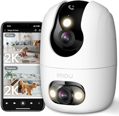 Imou Dual-Lens Indoor Camera 2.4/5GHz Wi-Fi, 2K Baby Monitor, Dog Pet Camera, 360° Blind-Spot-Free, Color Night Vision, Human/Pet/Crying Detection, Auto Tracking, One-touch Call, Siren Spotlight