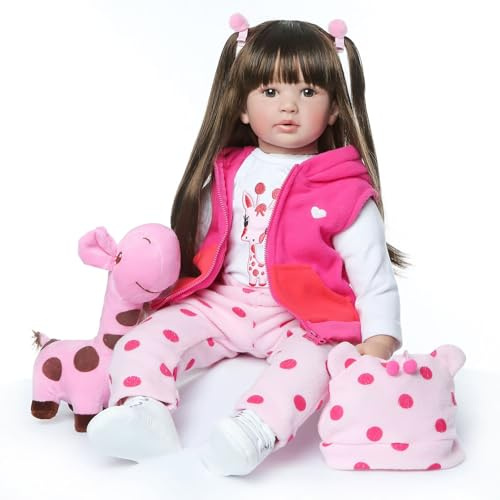 antboat Bambole Reborn Realistica - 22 Pollici (55 cm) Bambola Morbida in Silicone Vinilico per Bambine, Completa di Vestiti e Accessori, Giocattolo per Bambini dai 3 Anni in Su