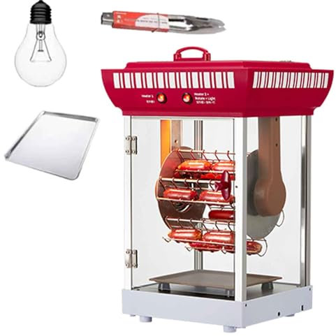 Commercial Hot Dog Machine,360 ° Rotating Hot Dog Sausage Grill Cooker Machine,600W Automatic Hot Dog Roller Grill Cooker Machine with Oil Pan,for Commercial and Family