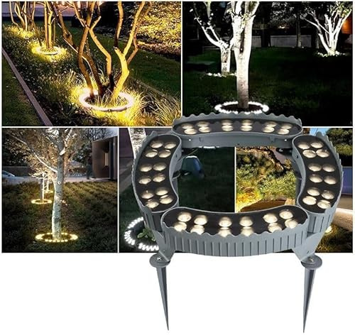 Luces Que Abrazan Árboles, Focos LED De Anillo Para Árboles De 220 V CA, Luces De Pilar Impermeables Para Exteriores IP65, Lámpara De Paisaje De Colores Para Jardín Y Patio(B-warm White,1PCS(12W))