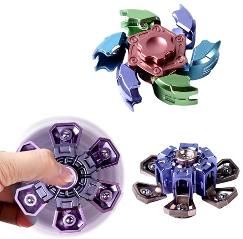 Echehi 3 Fidget Spinner con Apertura e Chiusura Automatica, Il Massimo Antistress e Aiutare la Concentrazione per Bambini e Adulti. RGP