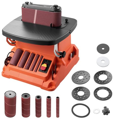 VEVOR Oscillating Belt and Spindle Sander, 2400RPM Benchtop Spindle Sander with 5/8 Stroke, 5 Sleeves (1/2 - 2) & 24 x 3.86 Sanding Belt for Woodworking, Furniture Finishing, DIY Projects