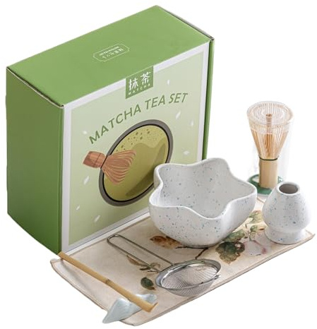 Genérico Set de thé à matcha - Kit d'ustensiles pour préparer du matcha - Accessoires cérémoniels - Thé avec cuillère pour relaxation, yoga, méditation, réunions