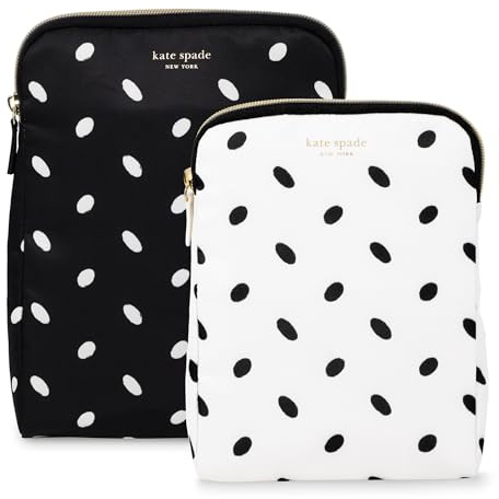 kate spade new york Insulated Snack Bag Set, Almond Dot | 2 Piece Food Cooler Keeper Bags with Zipper, Reusable Thermal Sandwich Bag Holders for Lunch Bag and On-the-Go