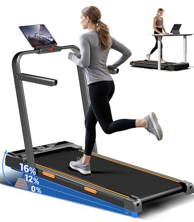 UMAY Tapis Roulant Salvaspazio Pieghevole 10KM/H, Maniglioni Regolabili | 16% Tapis Roulant Pieghevole Salvaspazio, 3.0HP Tapirulan Elettrico Offerte Pieghevole, Treadmill Walking Pad, Portata 159 KG
