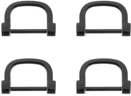 sourcing map D-Rings Screw in Shackle, 4Pcs 1.18 Inch Zinc Alloy Horseshoe U Shape D Ring Buckles for Purse Bags DIY Leather Craft Keychain, Black