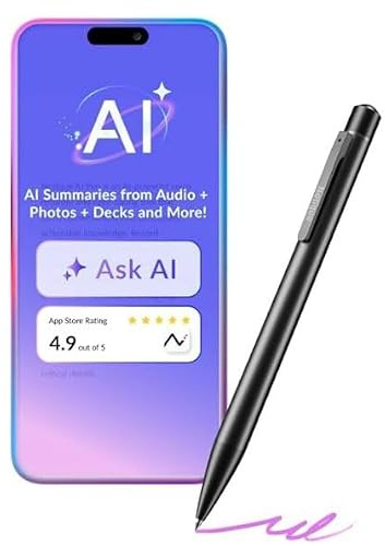 PenPower Notique AI Pen | Voice Recorder, Audio Recorder with AI Note Taker, AI Transcribe & Summarize for Meeting Notes, Interviews, Study Notes and Action Lists with PDF, PNG, JPEG and TXT