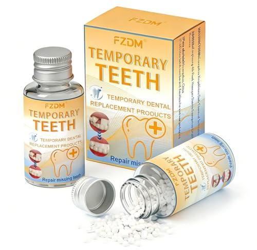 2pcs Tooth Filling Repair Kit, Temporary Tooth Filling, Tooth Repair Kit, issing Tooth Replacement Kit for Temporary Fixing Filling Missing Broken Tooth Moldable Fake Teeth - 40ml