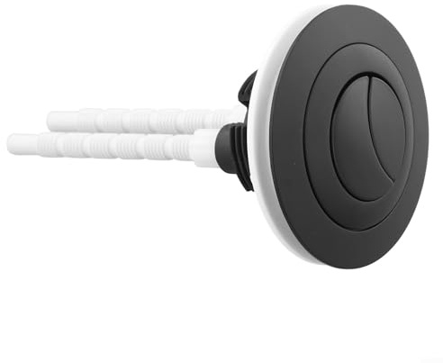 Botón de descarga para tanques de inodoro que soporta 38 mm, 48 mm, 58 mm, montaje de cubierta con integración de parche de conversión (negro)