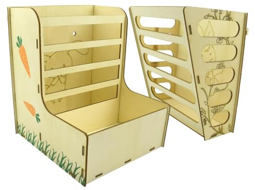 Rabbit Hay Feeder Wooden 2 Pack 15 Cm – Large Capacity Hay Storage Holder For Rabbit Ferret Hamster Chinchilla Hedgehog | Leak Proof Small Animal Feeding Rack Pet Dispenser