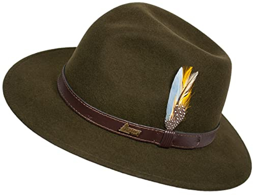 Hubertus Jagdhut mit Ledergarnitur + Feder für Damen und Herren (59)