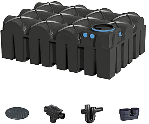 PREMIER TECH AQUA GmbH Zisterne 7500 Liter Profi Flachtank F-LINE mit Deckel, Filter, ber. Zulauf und Siphon - Kunststoff, Kunststoffzisterne, Komplettset
