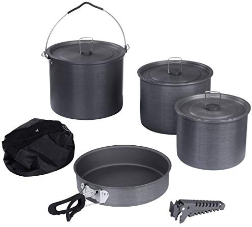 10T Topf Pfannen Set Ranger VI+ Camping Kochset für 6-10 Mann 8 TLG. Kochgeschirr im Netzbeutel