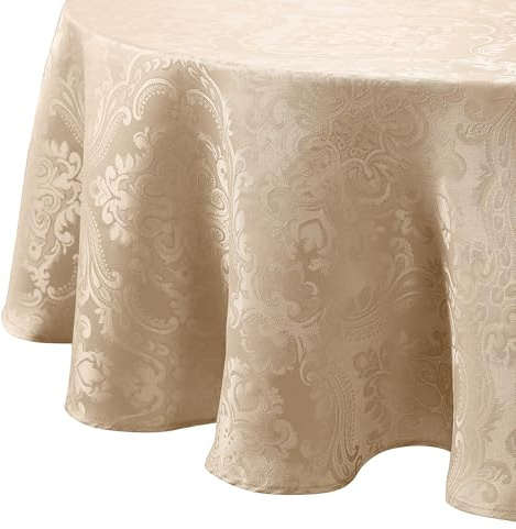 Nappe damassée Elrene, Polyester, Taupe, 60 X 84 Oval