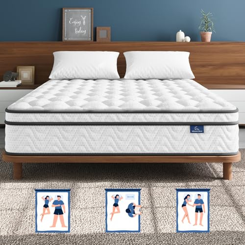 Vesgantti Queen Mattress 12 Inch, Fiberglass-Free | Cool Sleep Hybrid Mattress in a Box - Memory Foam & Pocket Springs, Ergonomic Design, Pressure Relief, Medium Firm Feel, 60×80×12