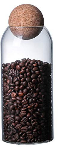 afdg Vorratsdosen Glas, Lebensmittelglas, Küchenglas mit Kork aus Verstärktem Borosilikatglas für Restaurant, Dufttee, Süßigkeiten, Gewürze, Bohnen, Kekse, Medizin (1200ml)