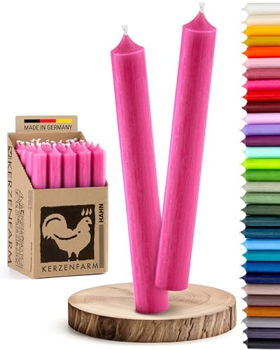 Stabkerzen 10 Stück Tafelkerzen durchgehend gefärbt Spitzkerzen für die Tisch-Deko zur Hochzeit Weihnachten & Party Farbe: Pink/Fuchsia/Magenta Höhe: 18cm
