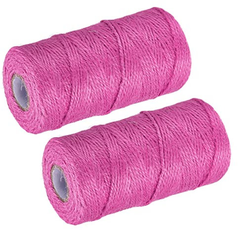 sourcing map Lot de 2 ficelles de jardin de 100 m - 2 mm - Pour travaux manuels, emballages cadeaux - Fuchsia