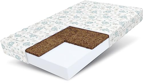 FDM Calm Matratze 60x120 cm Kaltschaum Kindermatratze Höhe 10 cm Härtegrad H3 H4 Öko-Tex Allergikergeeignet Bezug Waschbar Kokosfaser-Einlage Matratzenbezug Dumbo