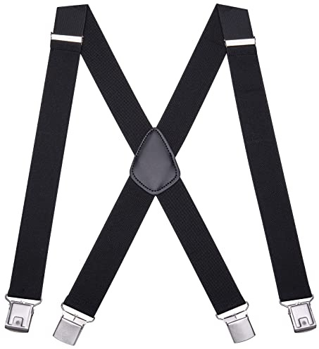 Gunsound Hosenträger für Herren, Verstellbare Elastische 3.5cm breite Hosenträger, 4 Starken Clips X-Form, Herren & Damen