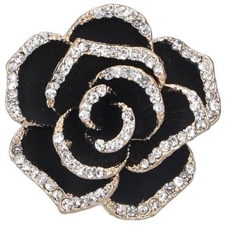 Mode Strass Brosche, Zubehör Schmuck Geschenke, Corsage Bouquet Dekor, Flower Broschen Pins, Strassbrosche, Schwarz Blumenform, Strassverzierte Brosche für Bankett, Hochzeit, tägliches Schmuckzubehör