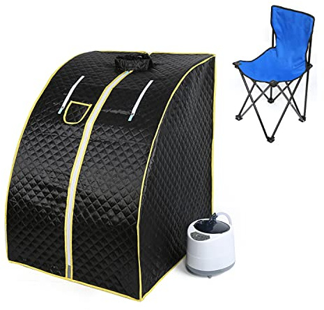 Cabina Sauna a Vapore Portatile, 1000 W Sauna da Casa, Sauna Portatile con Generatore di Vapore 2,5 Litri e Telecomando, Bagno di Vapore Domestica, Mini Mobile Sauna Spa (Nero 88×76×100 cm)